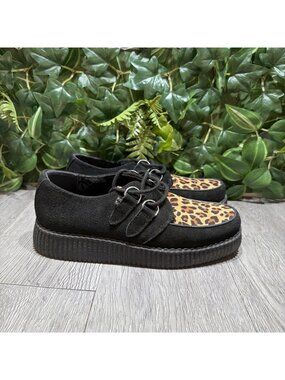 Mens TUK Black Suede Leopard Creeper Lace Up Shoes Size Mens 7 Womens 9